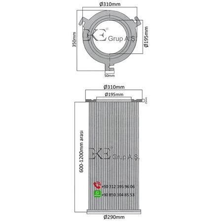 Yanmaz Nano Kağıt Filtre, Flanşlı 310X600mm